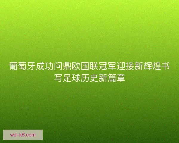 葡萄牙成功问鼎欧国联冠军迎接新辉煌书写足球历史新篇章