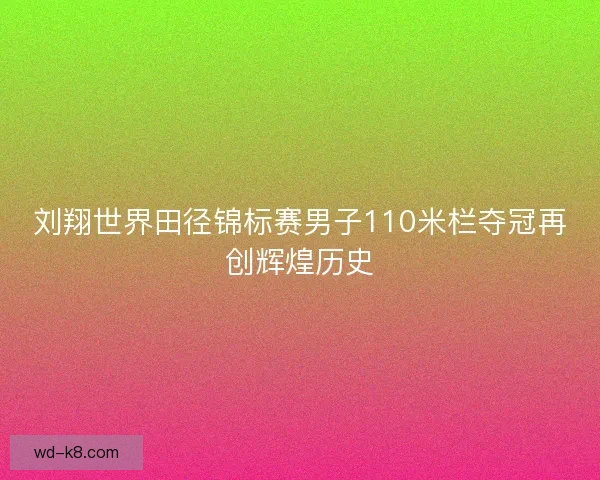 刘翔世界田径锦标赛男子110米栏夺冠再创辉煌历史