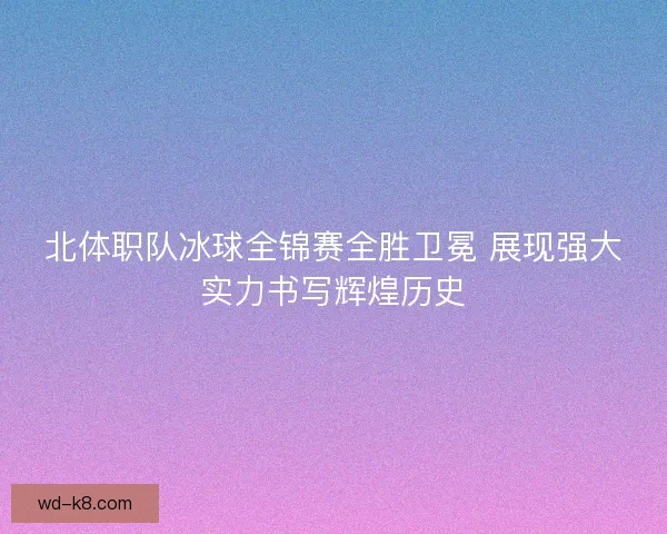 北体职队冰球全锦赛全胜卫冕 展现强大实力书写辉煌历史 北体职队冰球全锦赛全胜卫冕 展现强大实力书写辉煌历史